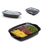 HK Online PK5 1 Section BPA Free Plastic Takeaway CONTAINERS & Lids -Plastic Food Containers, Meal Prep BENTO Boxes, Home, Pub, Catering Kitchens, Reuseable, Microwave & Freezer Safe (PK5 1 Section)