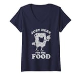 Womens SpongeBob SquarePants Just Here For The Food Big Chest Logo V-Neck T-Shirt