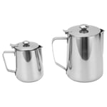 Milk Frothing Pitcher 304 Stainless Steel Milk Frother Coffee Cup W/Cover HG