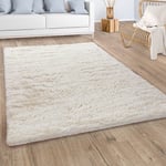 Paco Home - Tapis De Salon Poil Long Shaggy Fausse Fourrure Pelucheux Pelucheux Crème Beige 140x200 cm