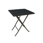 Dmora Table d'extérieur pliante effet rotin, Table de balcon refermable, Table de jardin carrée, 62x62h74 cm, Couleur Noir