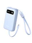 UGREEN Batterie Externe 20000mAh avec Câble USB C Intégré 22.5W Power Bank USB C Charge Rapide Affichage Intelligent Compatible avec iPhone 16 Plus Pro Max 15 14 Galaxy S24 Ultra Plus S23 (Bleu)