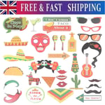 29pc Fiesta Party Novelty Photo booth Selfie Frame & Props Photobooth UK STOCK