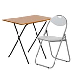 Wooden Folding Desk & Chair Set Natural/White