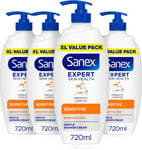 Sanex Biomeprotect Sensitive Shower Cream 4 X 720Ml (4 Pack) | Gently Cleanses S