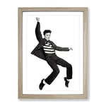 Elvis Presley The Jailhouse Rock Modern Framed Wall Art Print, Ready to Hang Picture for Living Room Bedroom Home Office Décor, Oak A2 (64 x 46 cm)