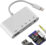 Adaptateur Usb Otg Lecteur Carte Sd Micro Sd Chargeur 3.5Mm Vers Lightning(5En1)Pour Iphone Pour Ipad Pour Apple Compatible Avec Samsung Usb 3.0 Ecouteur Casque Auxiliaire Mémoire Flash Photo Apparei