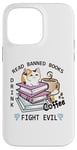 Coque pour iPhone 14 Pro Max Lire des livres interdits Drink Coffee Fight Evil, Cat Free Speech