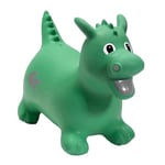 Happy Hopperz Inflatable Bouncy Animal with Grippable Ears/Horns, Easy to Clean Space Hopper for Indoor and Outdoor Play, Bouncing Toy, Pump Included, 12 Months-5 Years, Green Dragon