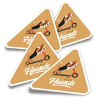 4x Triangle Stickers - Love Hounds Beagle Puppy Dog #24509