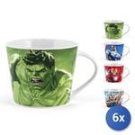 6x Jumbo Cups Avengers New World Marvel In New Bone China Decorated 40cl. Al In