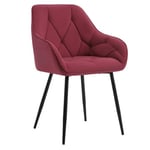 WOLTU Chaise de Salle à Manger, Chaise de Cuisine Rembourrée avec Dossier, Accoudoirs, Pieds en Métal, Chaise Ergonomique pour Salon, Bureau, Coiffeuse, en Velours, Bordeaux, EZS02bd-1