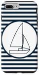 Coque pour iPhone 7 Plus/8 Plus Nautical Stripes Bleu Marine Blanc Minimaliste Yacht Voilier