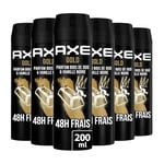 AXE Déodorant Homme Spray Gold, 48h non-stop frais, Parfum Bois de Oud et Vanille Noire (Lot de 6x200ml)