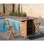 Macabane - harris - Chaise pliante de bar jardin en bois Teck