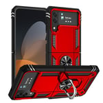 Samsung Galaxy Z Flip4 5G      Military Armour Ring Case    Red