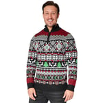 CityComfort Pull de Noël Homme Tricot Festif Rennes Bonhomme de Neige Christmas Jumper Pull Homme Couple Famille Ado Garcon Grande Taille M-XXL (Noir/Rouge, L)