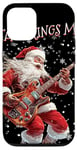 Coque pour iPhone 12/12 Pro Guitare Père Noël à bascule Cool Christmas Rock & Roll Musique