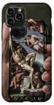 Coque pour iPhone 11 Pro Noir Art Déco Floral Michel-Ange Création Of Adam Sixtine