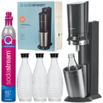 SodaStream Crystal 3.0 Titan QuickConnect saturaattori + 3 karahvia