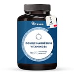 Magnésium bisglycinate et marin, vitamine B6 - Haut dosage 300 mg - Fatigue, stress, sommeil - 180 gélules végétales, 3 mois - Haute assimilation, bonne tolérance - Vegan, Fabriqué en France - Vitavea