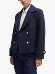 HUGO BOSS Capeka Wool Blend Pea Coat, Dark Blue