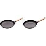 STAUB Poêle en fonte, Fonte, Noir Mat, 28 cm & Poêle en Fonte, Ø 24 cm, Noir Mat