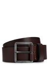 BOSS Mens Jeeko Sz40 Leather belt with logo and dark ruthenium hardware