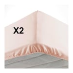 Lot de 2 Draps housse bonnet 30 cm 2 personnes 140 x 190 cm microfibre Oscar Nude