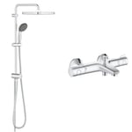 GROHE Colonne de douche avec inverseur manuel Vitalio Start 250, 50% d'économie d'eau et d'énergie & Mitigeur thermostatique douche Precision Flow, montage mural