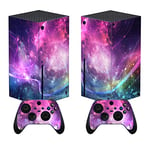 playvital Kit de Autocollants Skin Decal pour Xbox Séries X Console,Autocollant Vinyle Cover Sticker pour Xbox Séries X Console Manette-Galaxie Violette