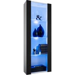 Extreme Furniture Amoire Open Vertical 159, Blanc/Noir, Largeur 55cm x Hauteur 159cm x Profondeur 35cm, LED RGB, 3 étagères, pour Salon, Chambre,