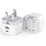 USB C Plug 2Pack, Multi USB Plug Fast Charger UK 40W Charing Port Type C PD Power Adapter and Micro USB Port, Multiple Wall Charger for iPhone 15 14 13 12 11 Pro Max XR XS, iPad,Samsung