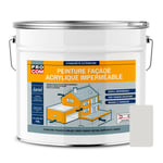 Peinture façade PROCOM crépi, façade à relief, imperméabilisation et protection des façades - Durable jusqu'à 10 ans 10 litres Gris Granit ( RAL 7035)