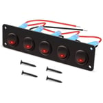 5 Gang Bascule Du Tableau de Bord Rond Switch Panel ÉTanche 12-24V LED pour RV Ship Yacht Marine Car Marine Ship Rouge