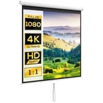 HOMCOM Écran de Projection de 85 Pouces, écran vidéoprojecteur, pour Home cinéma, 1:1 4K HD, Fixation Mur ou Plafond, 181 x 8 x 138 cm, Blanc