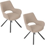 Lot de 2 chaises de Salle à Manger Scandinave Chaise Croisée beth en tissu beige - Meubles Cosy