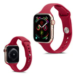 Apple Watch Series 5 44mm yksinkertainen silikoninen kellonauha - Punainen