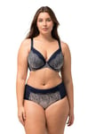 Ulla Popken Femme Grandes Tailles Soutien-Gorge à Armatures, Coques Souples. Dentelle. Bonnet B-E. Bleu Nuit 110D 824399139-110D