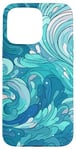 iPhone 15 Pro Max Swirl Blue Color Illustration Pattern Abstract Art Case