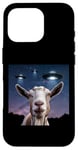 Coque pour iPhone 16 Pro Costume de chèvre en peluche de chèvre pour enfants avec selfie avec ovnis