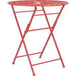 Table de Bistrot en Métal Rouge ⌀ 70 cm Ajouré Pliante pour Balcon ou Terrasse Scario