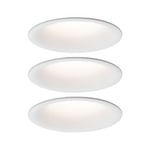 Paulmann 93415 LED Cymbal incl. 3x6,8 watts IP44 gradable projecteurs Blanc dépoli spot plastique lampe encastrée 2700 K, Matière, 20.4 W, 3er-Set