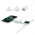 Anker MagSafe Compatible 3-in-1 Wireless Charging Station, Qi2 Certified 15W MagGo Charger, Foldable Travel Wireless Charging Pad for iPhone 16/15/14/13/12 Series, AirPods, Apple Watch, and More