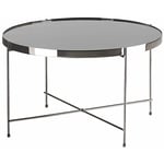 Beliani - Table Basse Table Café Ronde 63 cm en Verre et Acier Noire et Argentée Design Moderne pour Chambre ou Salon Contemporain