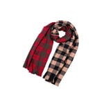 UNJ Plaid Scarf For Women Letter Print Tassel Scarves Neck Warmer Ladies Head Scarfs Shawls,Red,180X70CM