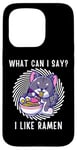 Coque pour iPhone 15 Pro Mignon chat kawaii chaton What Can i Say I Like Ramen Nouilles