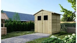 Abri de jardin en bois 3,46 m2 - 1,90x1,82 m - traité - Couleur: vert - DOM218