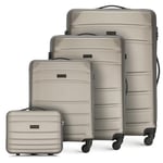 WITTCHEN Valise de Voyage Set de 4 valises Bagages à Main Trousse de Toilette Set de valises en ABS avec 4 roulettes pivotantes Serrure à Combinaison Poignée télescopique Globe Line Champagne