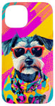 Coque pour iPhone 15 Figurine schnauzer miniature tendance et colorée Pop Art